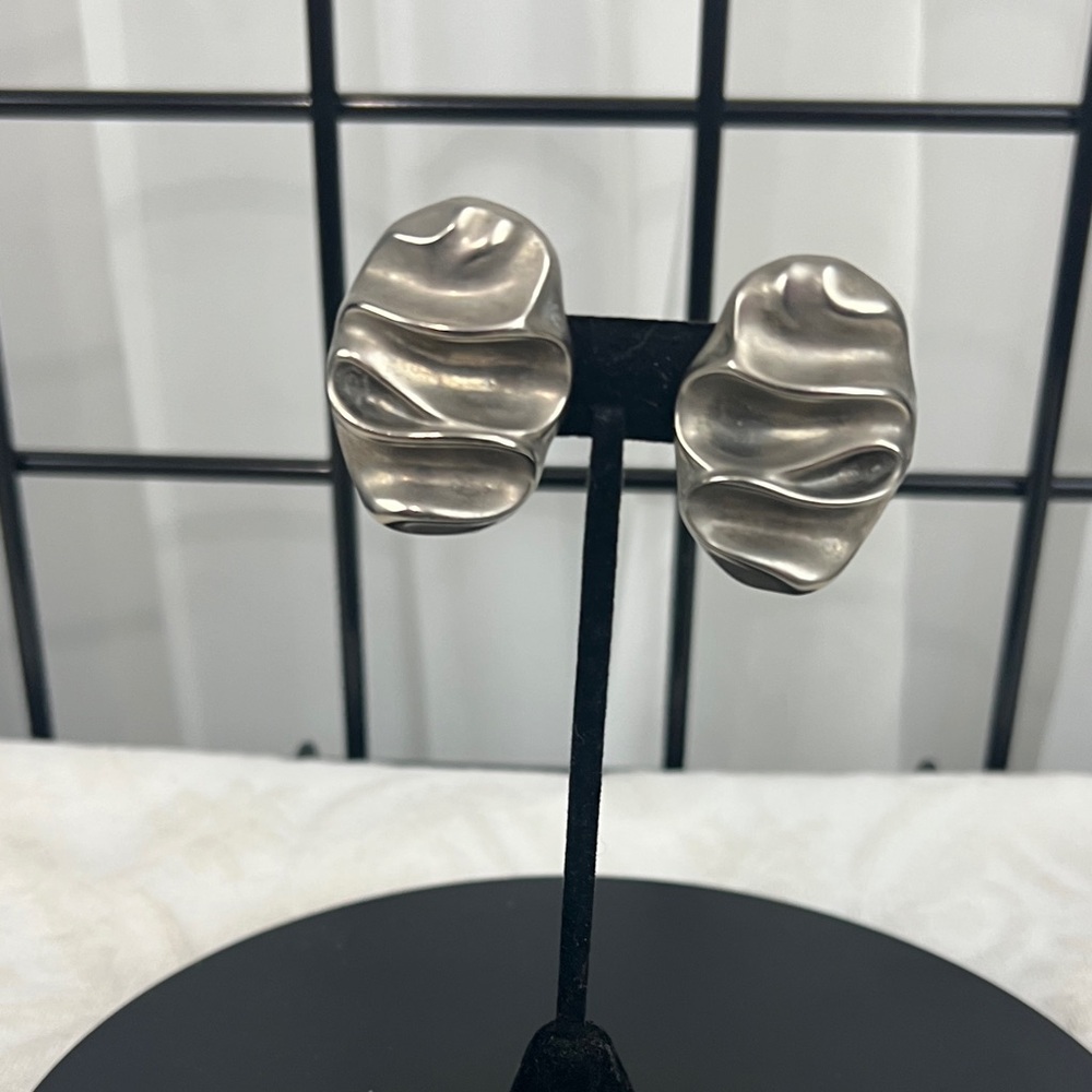 Park Lane Sculpted Silver-Tone Wave Clip Earrings